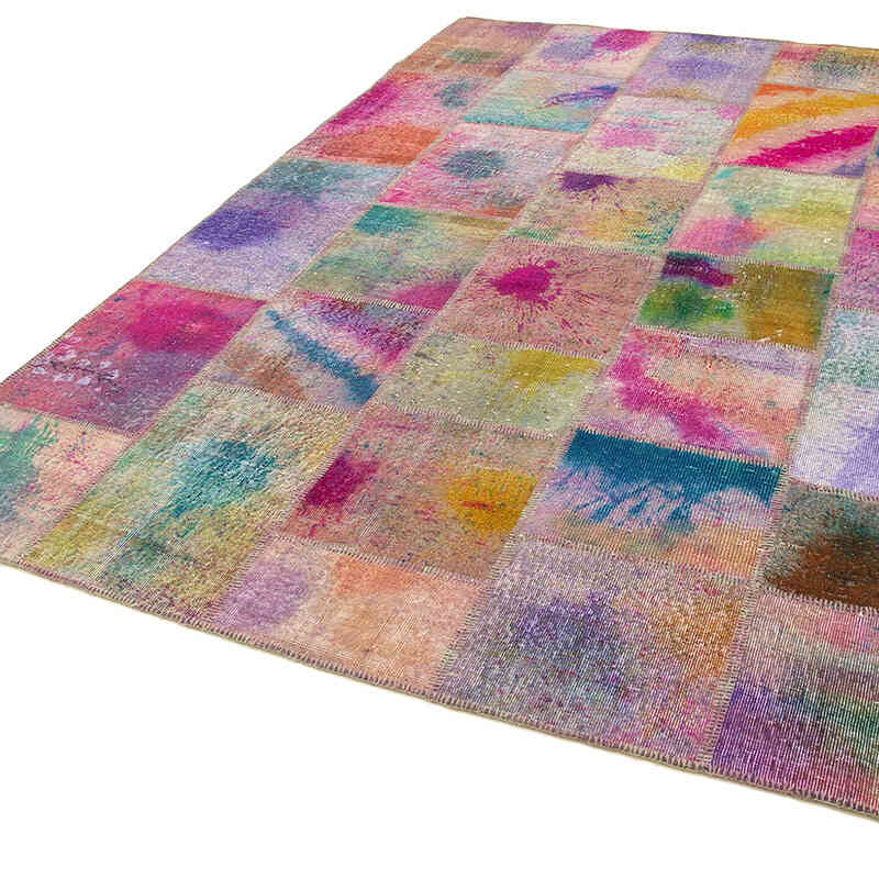 Patchwork Hand-Knotted Turkish Rug - 6' 7" x 9' 11" (79" x 119") - K0063974