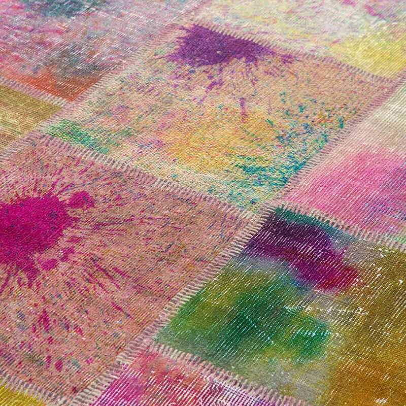 Patchwork Hand-Knotted Turkish Rug - 6' 7" x 9' 11" (79" x 119") - K0063974