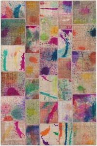 Patchwork Hand-Knotted Turkish Rug - 6' 8" x 10'  (80" x 120")