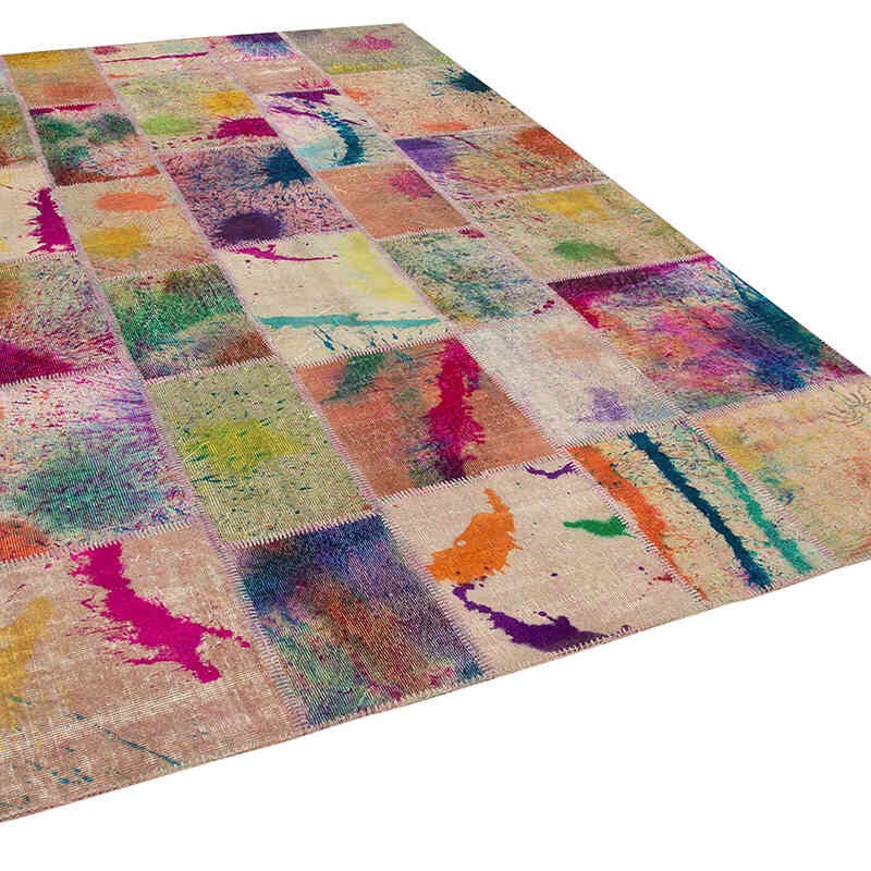 Patchwork Hand-Knotted Turkish Rug - 6' 8" x 10'  (80" x 120") - K0063980