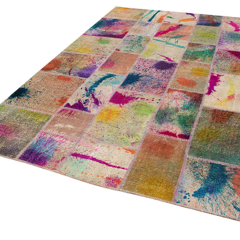 Patchwork Hand-Knotted Turkish Rug - 6' 8" x 10'  (80" x 120") - K0063980