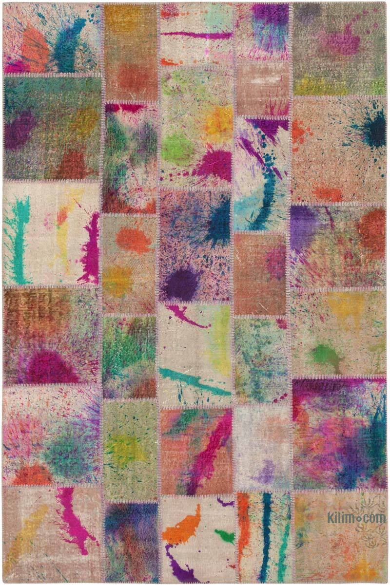 Patchwork Hand-Knotted Turkish Rug - 6' 8" x 10'  (80" x 120") - K0063980