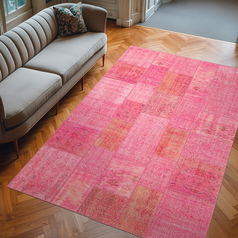Patchwork Hand-Knotted Turkish Rug - 6' 7" x 9' 10" (79" x 118") - K0063981