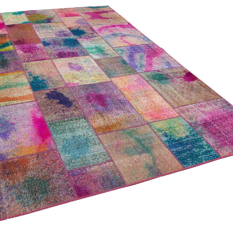 Patchwork Hand-Knotted Turkish Rug - 6' 6" x 9' 10" (78" x 118") - K0063982