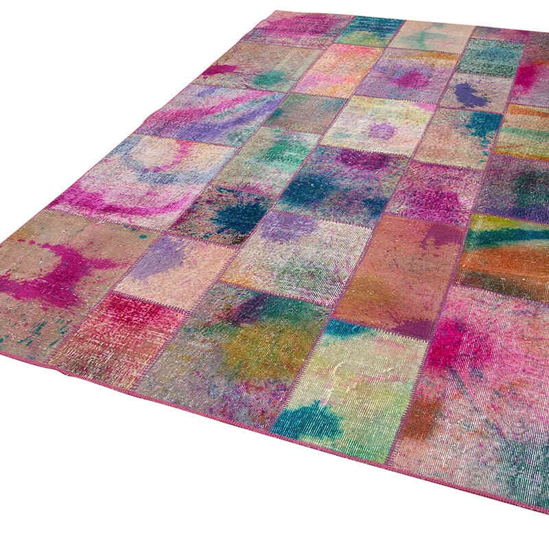 Patchwork Hand-Knotted Turkish Rug - 6' 6" x 9' 10" (78" x 118") - K0063982
