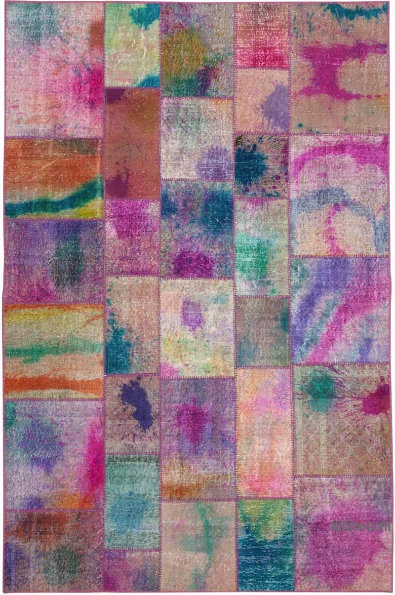 Patchwork Hand-Knotted Turkish Rug - 6' 6" x 9' 10" (78" x 118") - K0063982