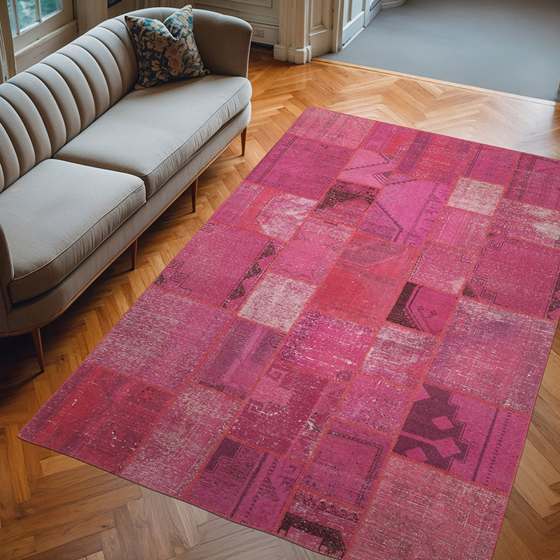 Patchwork Hand-Knotted Turkish Rug - 6' 8" x 9' 11" (80" x 119") - K0063984