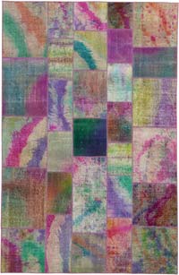 Patchwork Hand-Knotted Turkish Rug - 6' 6" x 9' 10" (78" x 118")