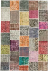 Patchwork Hand-Knotted Turkish Rug - 205 cm x 297 cm