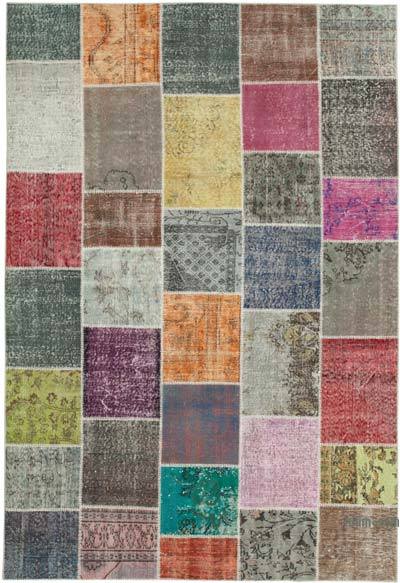 Patchwork Hand-Knotted Turkish Rug - 6' 9" x 9' 9" (81 in. x 117 in.)