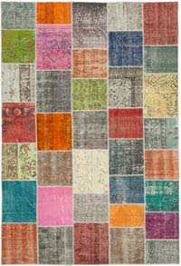 Patchwork Hand-Knotted Turkish Rug - 205 cm x 300 cm