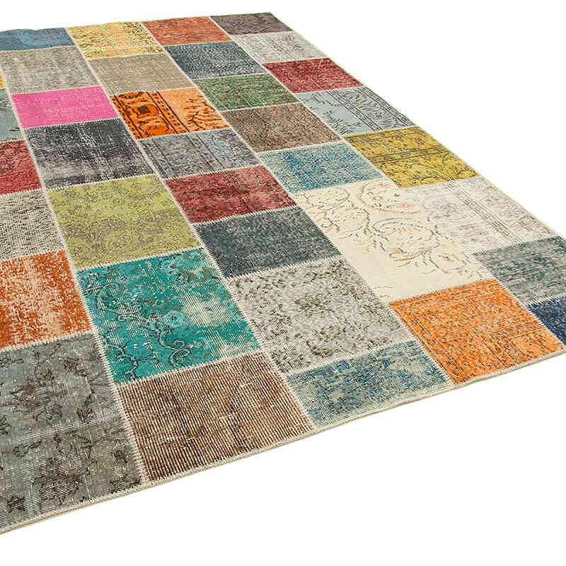 Patchwork Hand-Knotted Turkish Rug - 6' 9" x 9' 9" (81" x 117") - K0064001