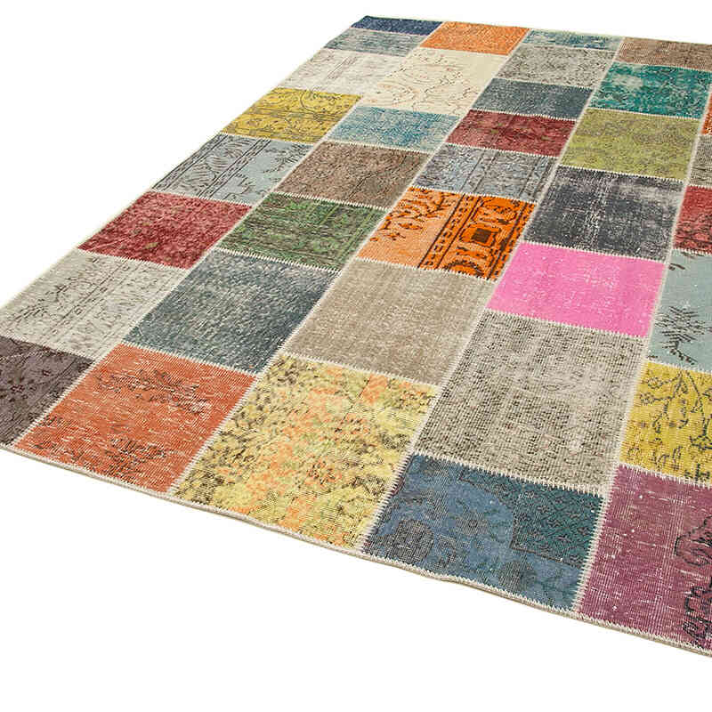 Patchwork Hand-Knotted Turkish Rug - 6' 9" x 9' 9" (81" x 117") - K0064001