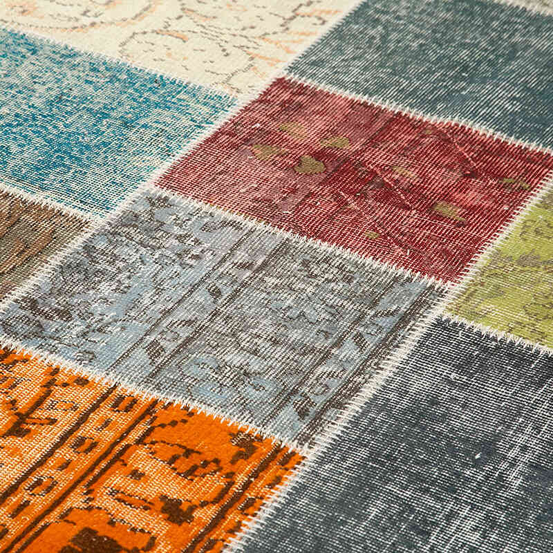 Patchwork Hand-Knotted Turkish Rug - 6' 9" x 9' 9" (81" x 117") - K0064001