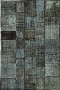 Patchwork Hand-Knotted Turkish Rug - 6' 7" x 9' 10" (79" x 118")