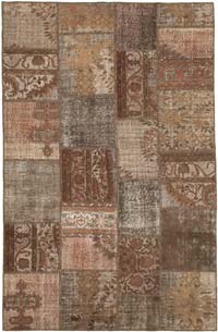 Patchwork Hand-Knotted Turkish Rug - 6' 6" x 9' 11" (78" x 119")
