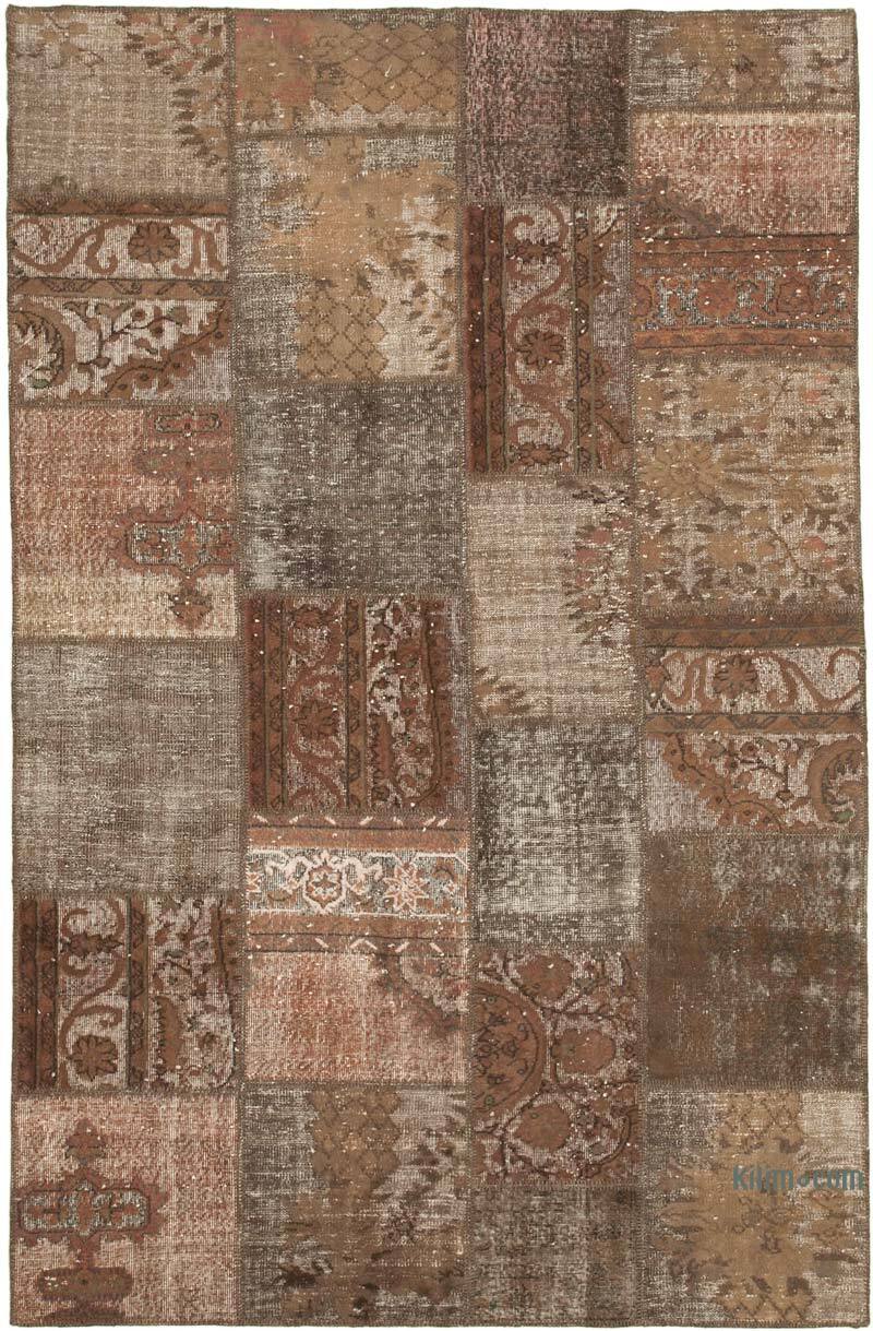 Patchwork Hand-Knotted Turkish Rug - 6' 6" x 9' 11" (78" x 119") - K0064009