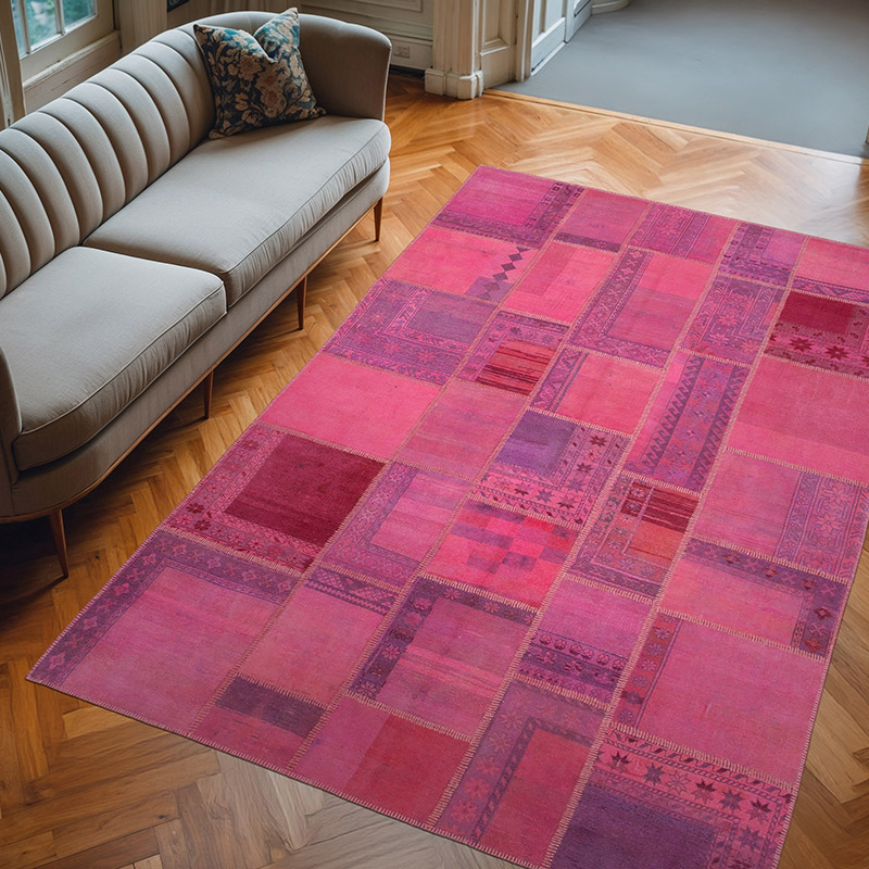 Patchwork Hand-Knotted Turkish Rug - 6' 9" x 10'  (81" x 120") - K0064011