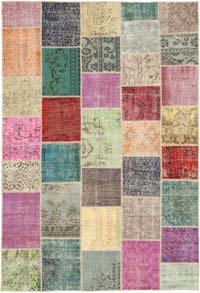 Patchwork Hand-Knotted Turkish Rug - 6' 9" x 9' 10" (81" x 118")