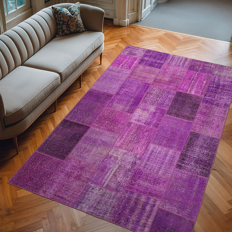 Patchwork Hand-Knotted Turkish Rug - 6' 3" x 9' 10" (75" x 118") - K0064014