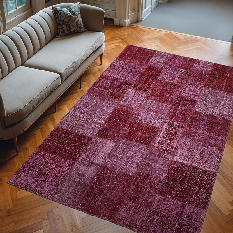 Patchwork Hand-Knotted Turkish Rug - 6' 6" x 9' 10" (78" x 118") - K0064016