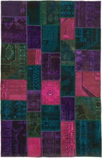Patchwork Hand-Knotted Turkish Rug - 6' 8" x 10' 2" (80" x 122")
