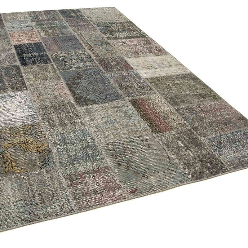 Patchwork Hand-Knotted Turkish Rug - 6' 7" x 9' 10" (79" x 118") - K0064025