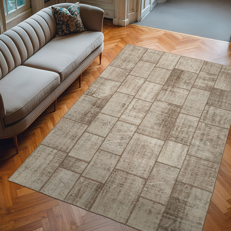 Patchwork Hand-Knotted Turkish Rug - 6' 8" x 9' 9" (80" x 117") - K0064027