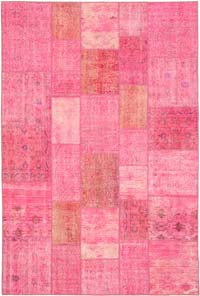Patchwork Hand-Knotted Turkish Rug - 6' 8" x 9' 10" (80" x 118")