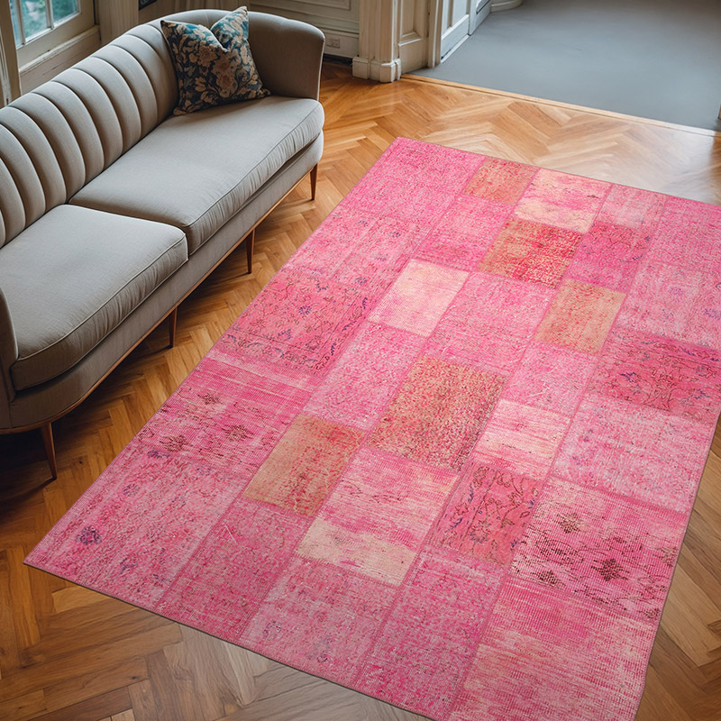 Patchwork Hand-Knotted Turkish Rug - 6' 8" x 9' 10" (80" x 118") - K0064029