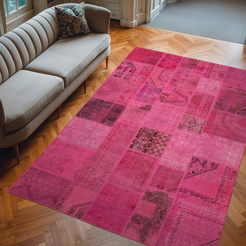 Patchwork Hand-Knotted Turkish Rug - 6' 8" x 9' 11" (80" x 119") - K0064032