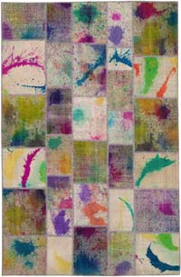 Patchwork Hand-Knotted Turkish Rug - 6' 8" x 10' 1" (80" x 121")