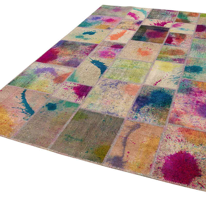 Patchwork Hand-Knotted Turkish Rug - 6' 9" x 9' 10" (81" x 118") - K0064044