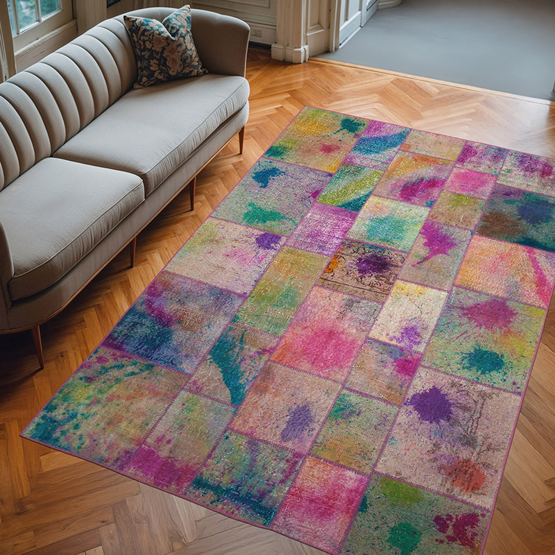 Patchwork El Dokuma Halı - 198 cm x 300 cm - K0064045