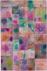 Patchwork Hand-Knotted Turkish Rug - 6' 6" x 9' 10" (78" x 118")