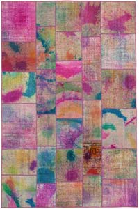 Patchwork Hand-Knotted Turkish Rug - 6' 6" x 9' 9" (78" x 117")