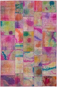 Patchwork Hand-Knotted Turkish Rug - 6' 6" x 9' 10" (78" x 118")