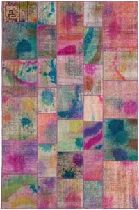 Patchwork Hand-Knotted Turkish Rug - 6' 6" x 9' 10" (78" x 118")
