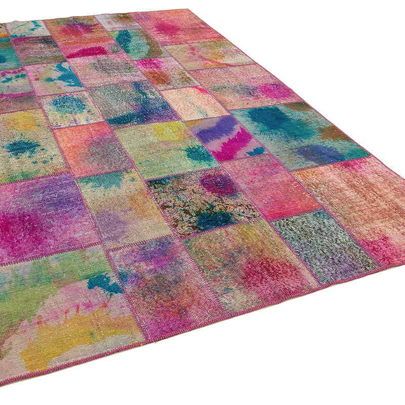 Patchwork Hand-Knotted Turkish Rug - 6' 6" x 9' 10" (78" x 118") - K0064050