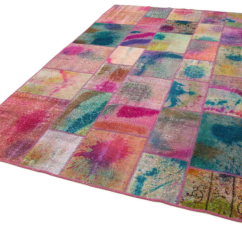 Patchwork Hand-Knotted Turkish Rug - 6' 6" x 9' 10" (78" x 118") - K0064050