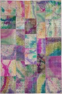 Patchwork Hand-Knotted Turkish Rug - 6' 6" x 9' 10" (78" x 118")