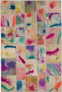 Patchwork Hand-Knotted Turkish Rug - 6' 9" x 10'  (81" x 120")
