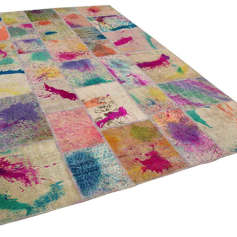 Patchwork Hand-Knotted Turkish Rug - 6' 9" x 10'  (81" x 120") - K0064058