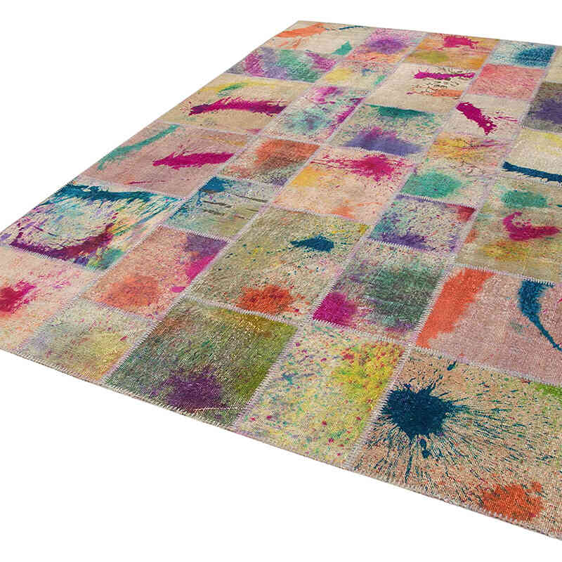 Patchwork Hand-Knotted Turkish Rug - 6' 9" x 10'  (81" x 120") - K0064058