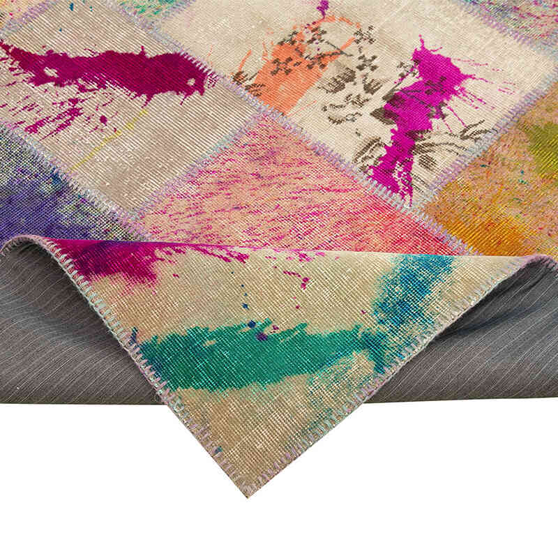 Patchwork Hand-Knotted Turkish Rug - 6' 9" x 10'  (81" x 120") - K0064058