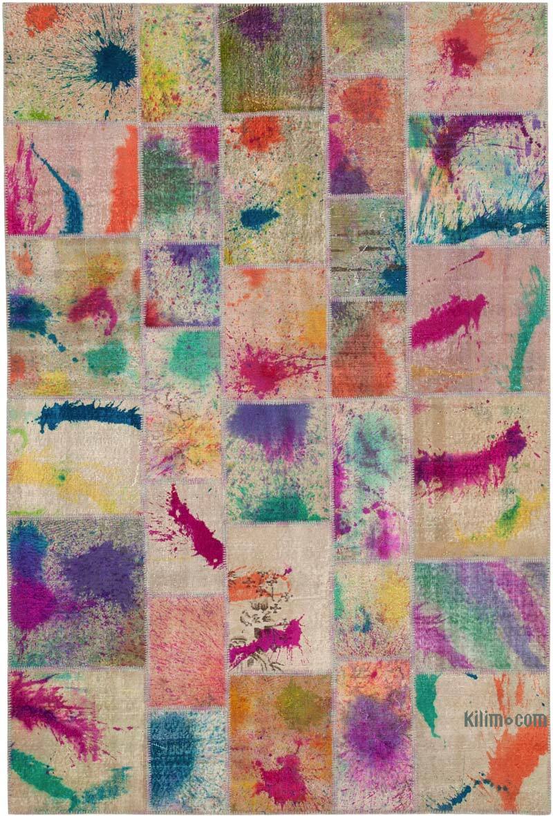 Patchwork Hand-Knotted Turkish Rug - 6' 9" x 10'  (81" x 120") - K0064058