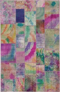 Patchwork Hand-Knotted Turkish Rug - 6' 5" x 9' 10" (77" x 118")