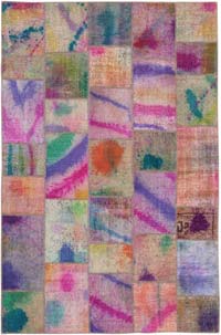 Patchwork Hand-Knotted Turkish Rug - 6' 6" x 9' 11" (78" x 119")