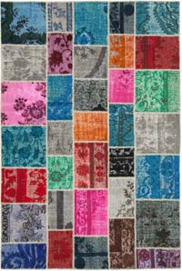 Patchwork Hand-Knotted Turkish Rug - 6' 8" x 10'  (80" x 120")
