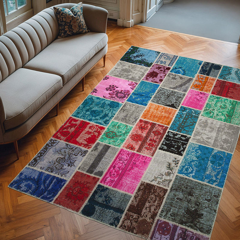 Patchwork El Dokuma Halı - 204 cm x 304 cm - K0064069